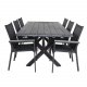 VENTURE DESIGN hagesett - m. Rives bord (200x100) og 6 Parma stoler, med armlener - svart akasie/aluminium 