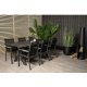 VENTURE DESIGN hagesett - m. Rives bord (200x100) og 6 Parma stoler, med armlener - svart akasie/aluminium 