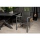 VENTURE DESIGN hagesett - m. Rives bord (200x100) og 6 Parma stoler, med armlener - svart akasie/aluminium 