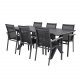 VENTURE DESIGN hagesett - m. Rives bord (200x100) og 6 Parma stoler, med armlener - svart akasie/aluminium 