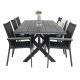 VENTURE DESIGN hagesett - m. Rives bord (200x100) og 6 Parma stoler, med armlener - svart akasie/aluminium 