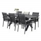 VENTURE DESIGN hagesett - m. Rives bord (200x100) og 6 Parma stoler, med armlener - svart akasie/aluminium 