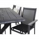 VENTURE DESIGN hagesett - m. Rives bord (200x100) og 6 Parma stoler, med armlener - svart akasie/aluminium 