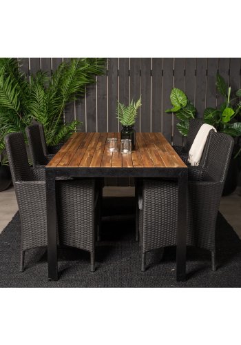 VENTURE DESIGN havest, m. Bois bord (200x100) og 6 Malin stole, m. armln - akacie/alu/flet