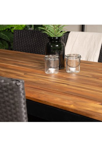 VENTURE DESIGN havest, m. Bois bord (200x100) og 6 Malin stole, m. armln - akacie/alu/flet