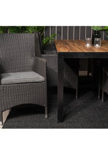 VENTURE DESIGN havest, m. Bois bord (200x100) og 6 Malin stole, m. armln - akacie/alu/flet