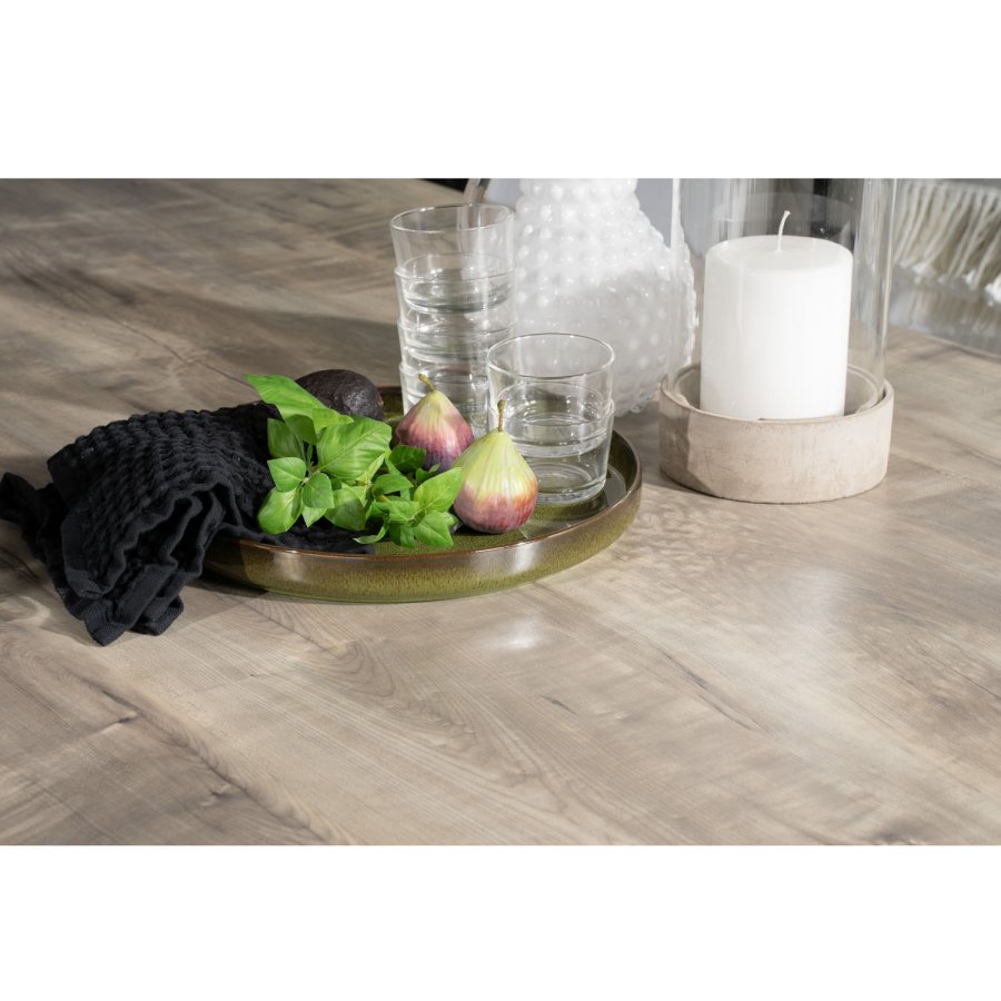 VENTURE DESIGN Gartenset, mit Llama-Tisch (205x100) und 6 Albany 5-Säulen-Stühlen - Laminat/Alu/Aintwood