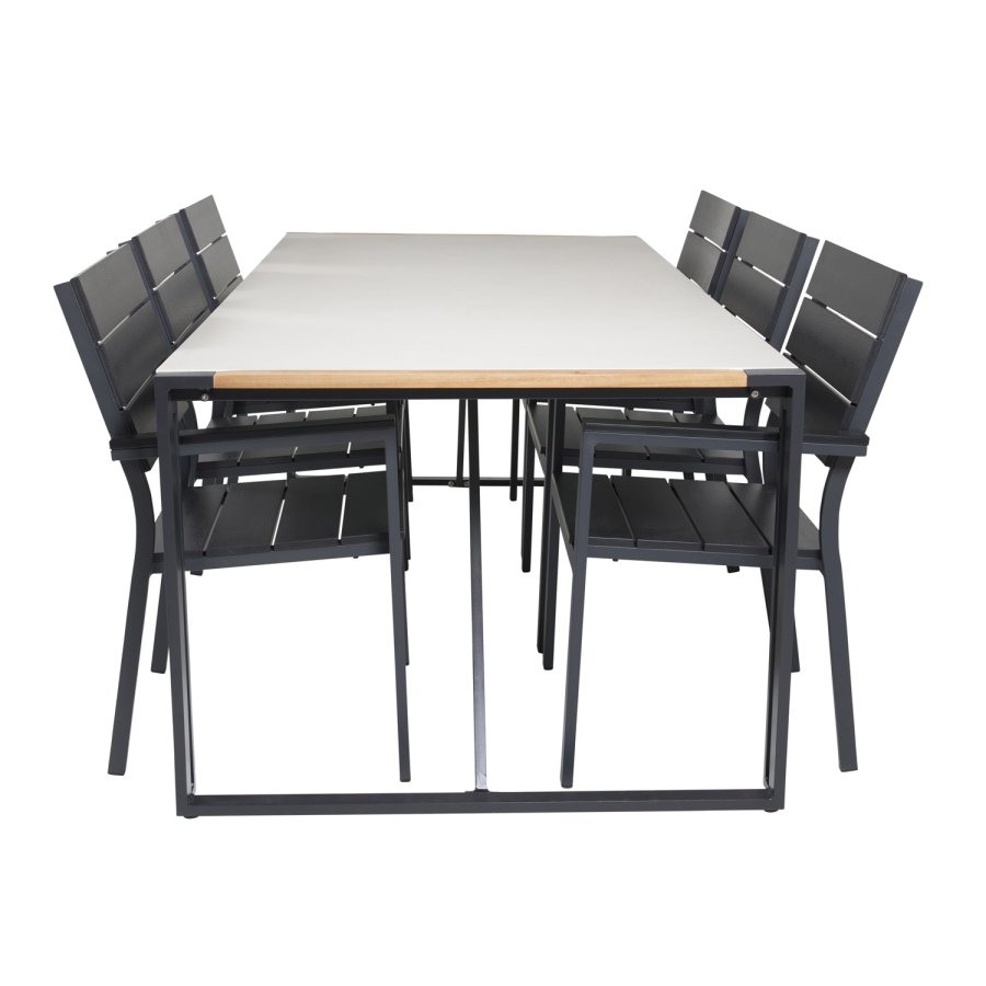 VENTURE DESIGN havest, m. Texas bord (200x100) pg 6 Levels stole, m. armln - teak/alu/aintwood 