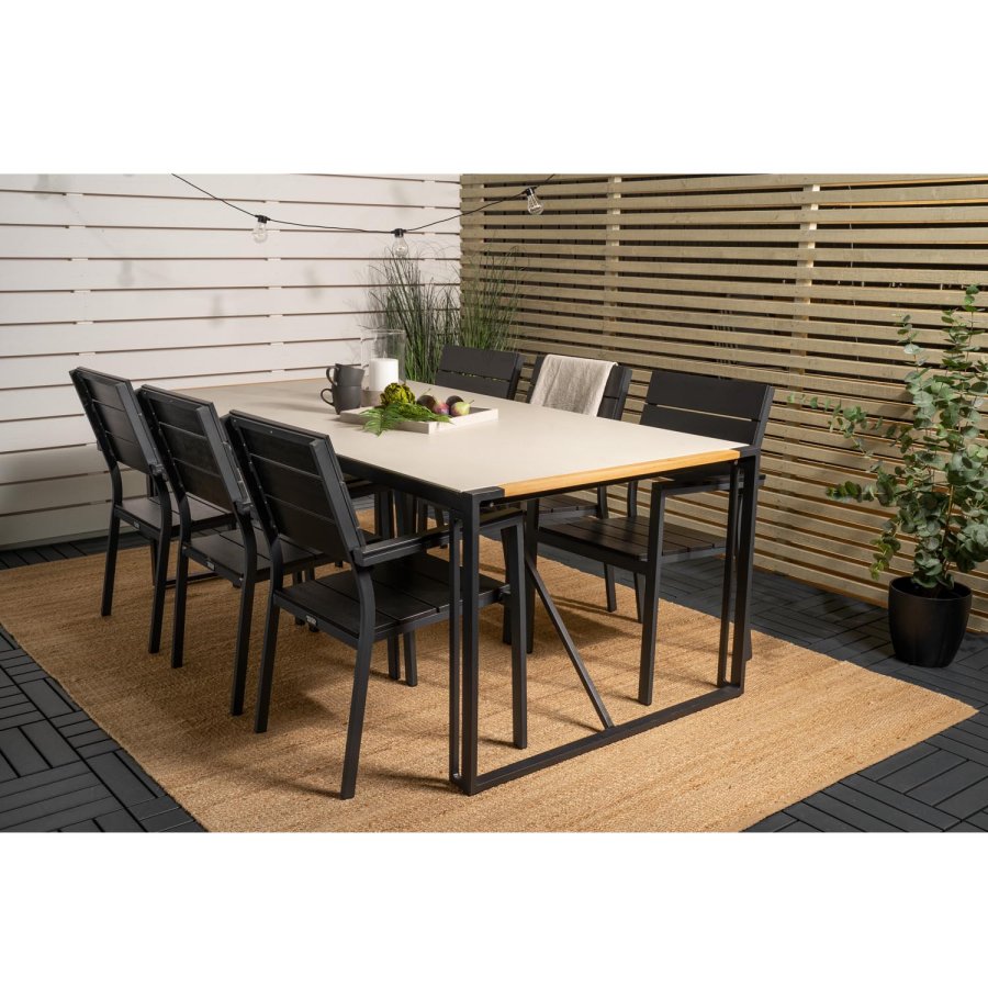 VENTURE DESIGN havest, m. Texas bord (200x100) pg 6 Levels stole, m. armln - teak/alu/aintwood 