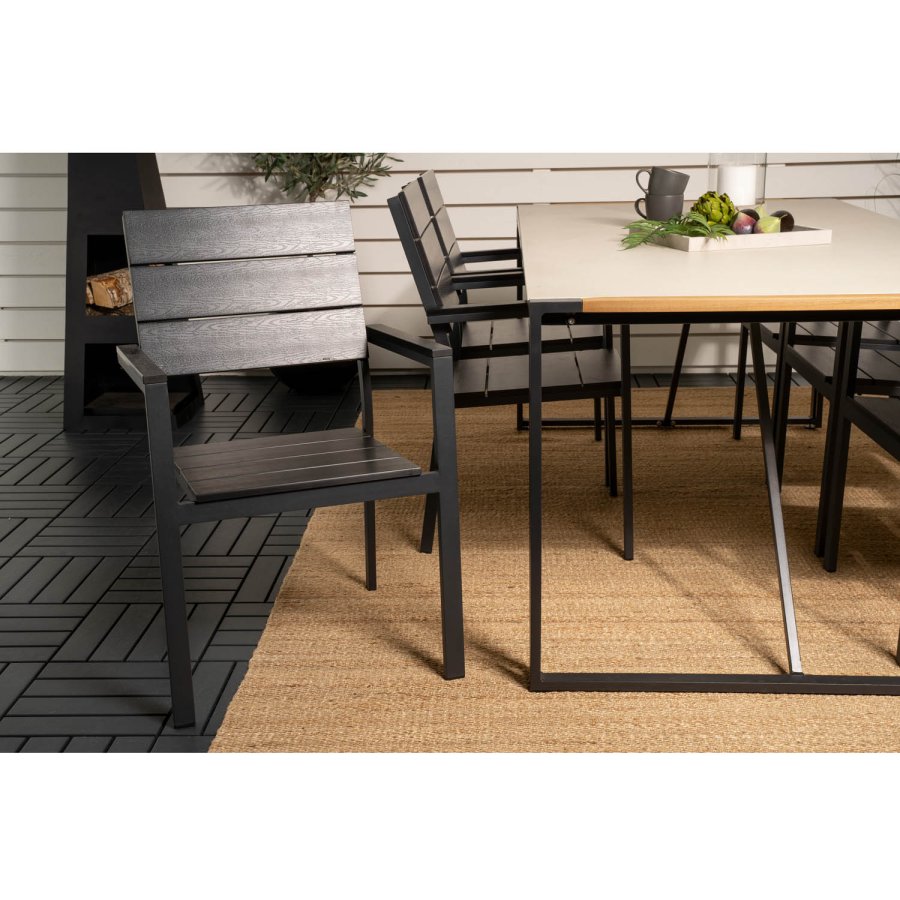 VENTURE DESIGN havest, m. Texas bord (200x100) pg 6 Levels stole, m. armln - teak/alu/aintwood 