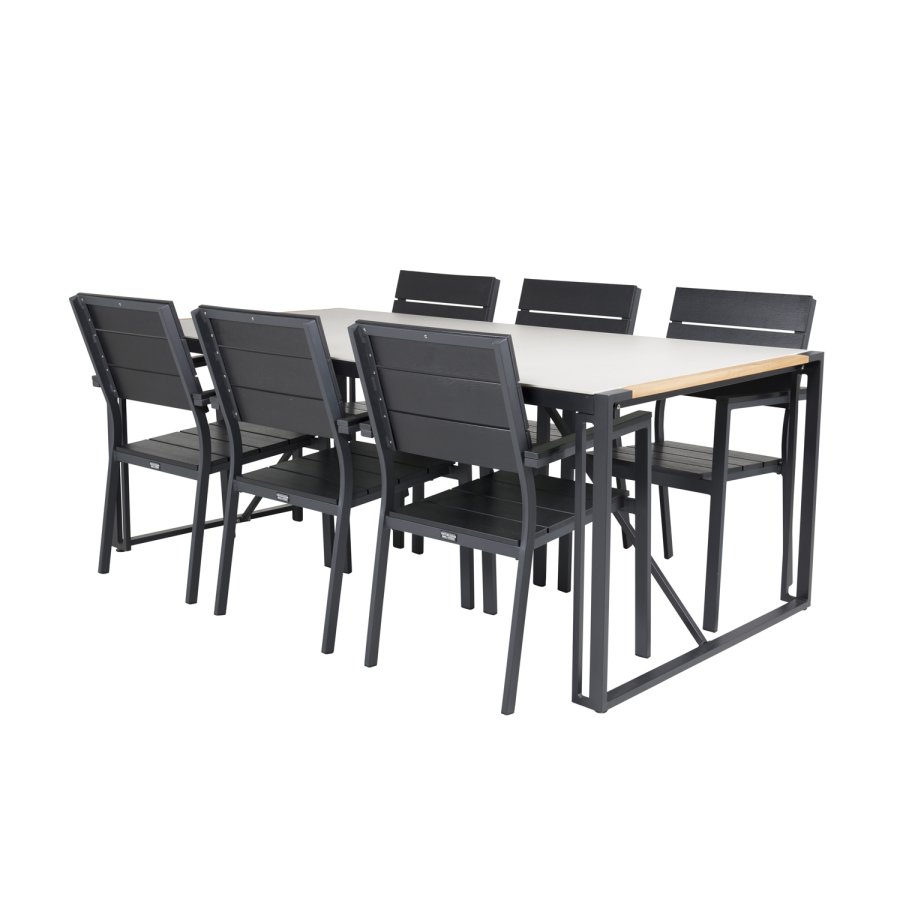 VENTURE DESIGN havest, m. Texas bord (200x100) pg 6 Levels stole, m. armln - teak/alu/aintwood 