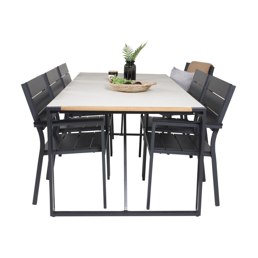 VENTURE DESIGN havest, m. Texas bord (200x100) pg 6 Levels stole, m. armln - teak/alu/aintwood 