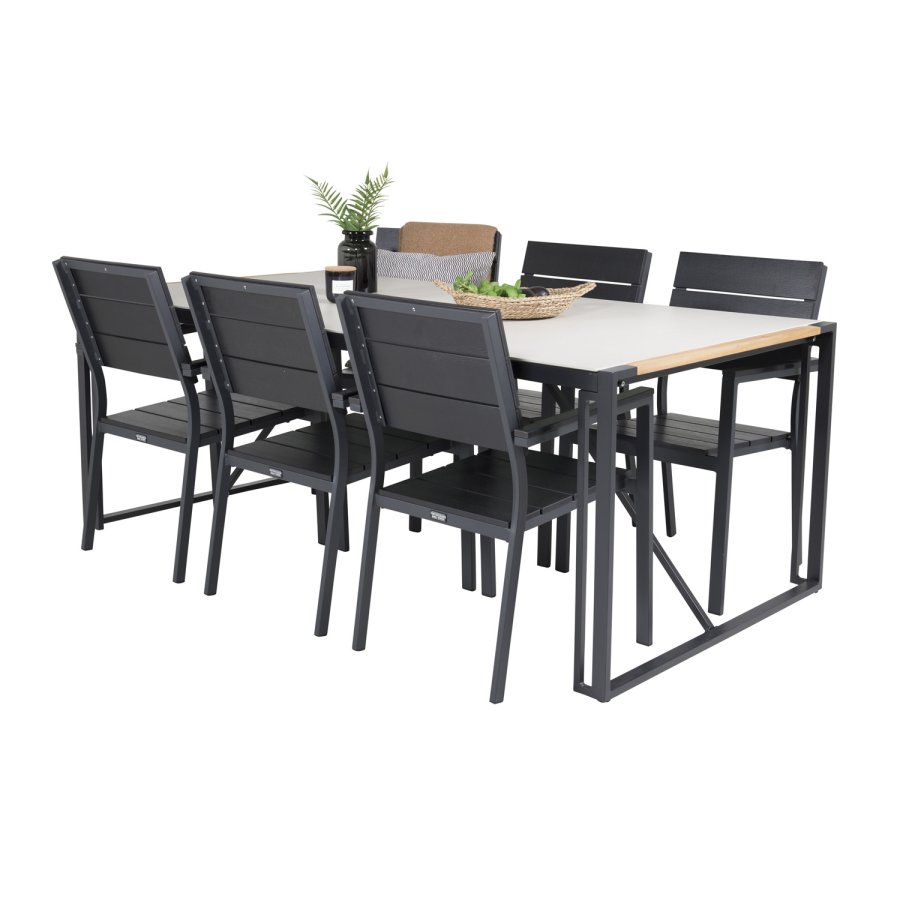 VENTURE DESIGN havest, m. Texas bord (200x100) pg 6 Levels stole, m. armln - teak/alu/aintwood 