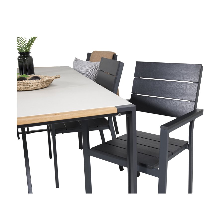 VENTURE DESIGN havest, m. Texas bord (200x100) pg 6 Levels stole, m. armln - teak/alu/aintwood 