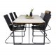 VENTURE DESIGN Gartenset, mit Texas Tisch (200x100) und 6 Bois Stühlen, mit Armlehnen - Teak/Alu/Seil/Akazie