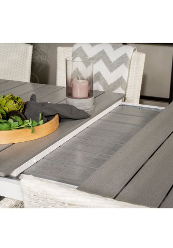 VENTURE DESIGN Gartenset, mit Levels Tisch, mit Verlängerung und 6 Malin Stühlen, mit Armlehnen - Anthrazit/Alu