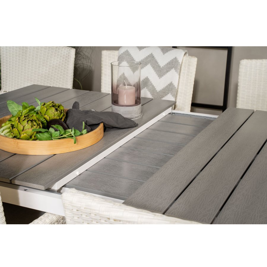 VENTURE DESIGN Gartenset, mit Levels Tisch, mit Verlängerung und 6 Malin Stühlen, mit Armlehnen - Anthrazit/Alu