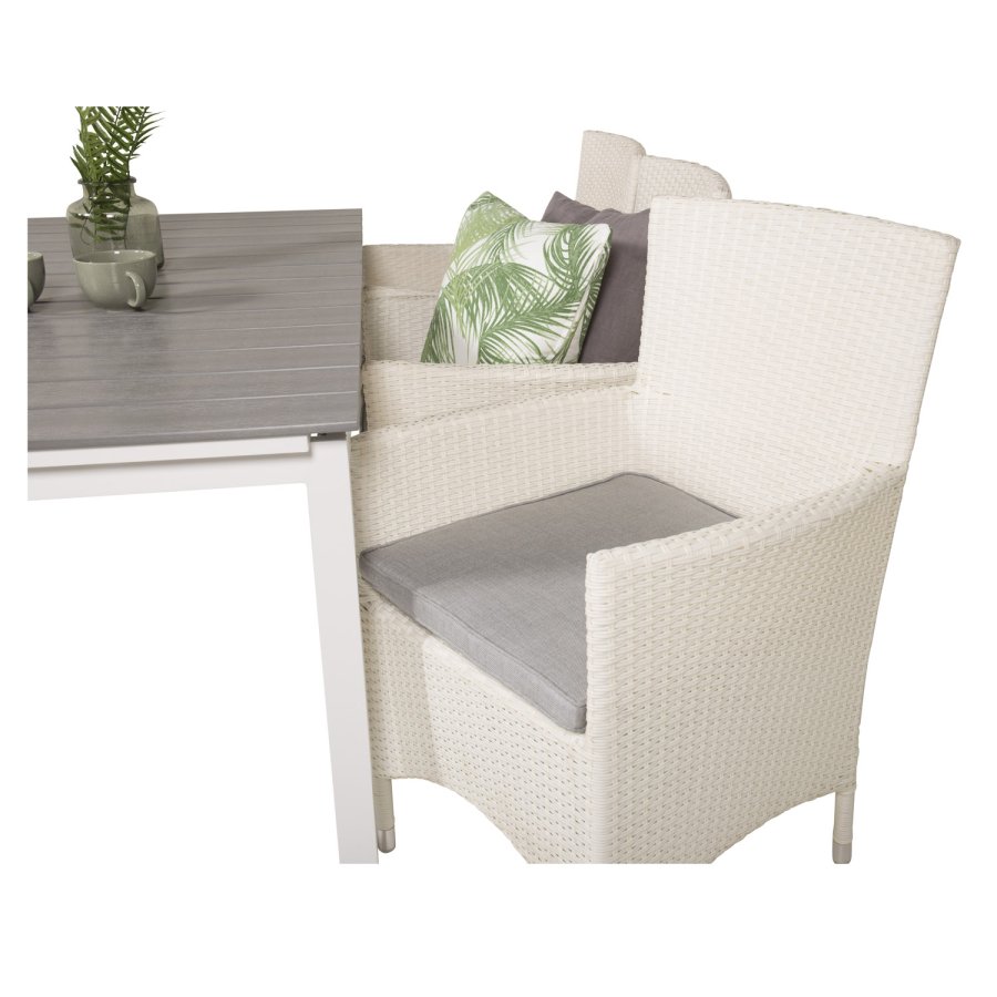 VENTURE DESIGN Gartenset, mit Levels Tisch, mit Verlängerung und 6 Malin Stühlen, mit Armlehnen - Anthrazit/Alu