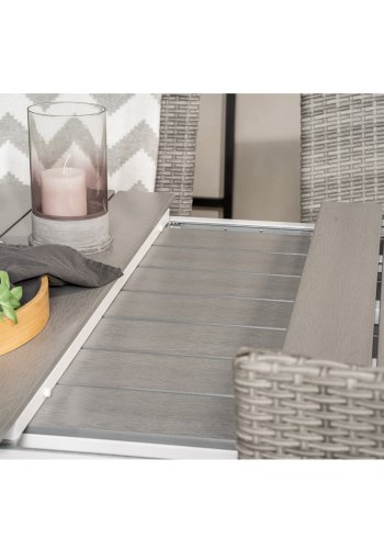 VENTURE DESIGN havest, m. Levels bord, m. udtrk og 6 Malin stole, m. armln - aintwood/alu