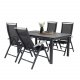 VENTURE DESIGN havest, m. Levels bord, m. udtrk og 4 Albany 5:pos stole - sort alu/gr aintwood