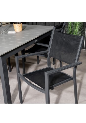 VENTURE DESIGN havest, m. Levels bord, m. udtrk og 4 Copacabana stole, m. armln - aintwood/alu