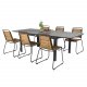 VENTURE DESIGN Gartenset mit Levels-Tisch mit Verlängerung und 6 Bois-Stühlen – Akazienholz/schwarzes Aluminium/graues Aintwood