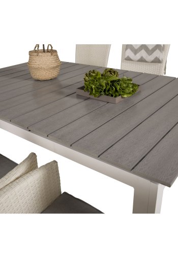 VENTURE DESIGN havest, m. Levels bord, m. udtrk og 6 Padova recliner stole - aintwood/alu