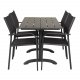 VENTURE DESIGN hagesett m. Denver kafébord og 4 Santorini-stoler, med armlener - svart i tre og alu