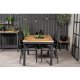 VENTURE DESIGN havest, m. Panama bord, m. udtrk og 4 Anna stole - natur teak/sort alu 