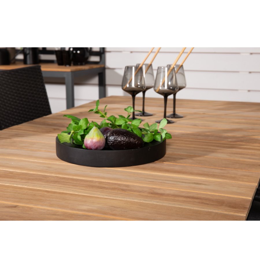 VENTURE DESIGN havest, m. Mexico bord, m. udtrk og 4 Anna stole - natur teak/sort alu 