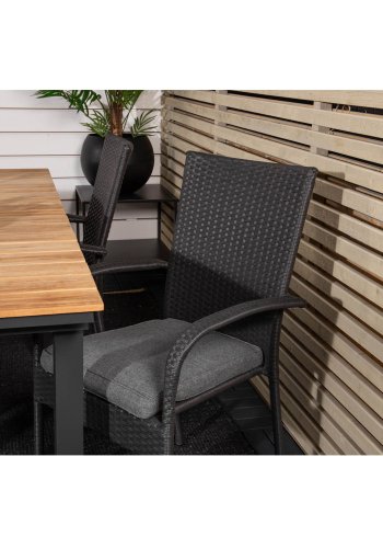 VENTURE DESIGN havest, m. Mexico bord, m. udtrk og 4 Anna stole - natur teak/sort alu 