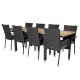 VENTURE DESIGN havest m. Mexico bord m. udtrk og 8 Anna stole m. armln + hynde - teak/sort rattan
