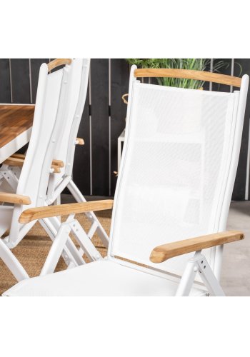 VENTURE DESIGN havest, m. Bois bord (200x100) og 6 Panama 5:pos. stole, m. armln - akacie/alu