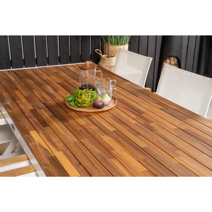 VENTURE DESIGN havest, m. Bois bord (200x100) og 6 Mexico stole, m. armln - akacie/alu/textilene