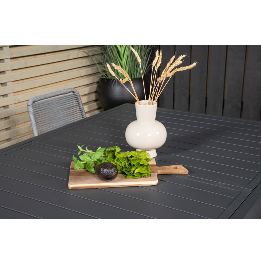 VENTURE DESIGN havest, m. Marbella bord, m. udtrk og 4 Lindos stole - reb/aluminium