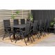 VENTURE DESIGN havest m. Marbella bord m. udtrk og 8 Break stole m. recliner - sort alu/textilene
