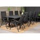 VENTURE DESIGN havest m. Marbella bord m. udtrk og 8 Break stole m. recliner - sort alu/textilene