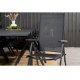 VENTURE DESIGN havest m. Marbella bord m. udtrk og 8 Break stole m. recliner - sort alu/textilene