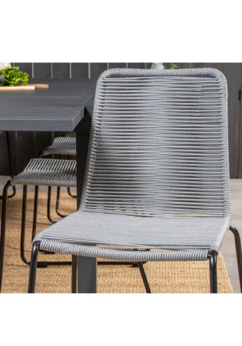 VENTURE DESIGN havest m. Marbella bord m. udtrk og 8 Lindos stole - grt reb/sort alu