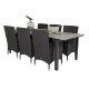 VENTURE DESIGN Gartenset, mit Levels Tisch, mit Verlängerung und 6 Malin Stühlen, mit Armlehnen - Anthrazit/Alu