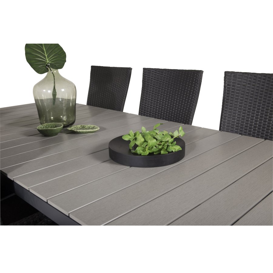 VENTURE DESIGN havest, m. Levels bord, m. udtrk og 6 Padova recliner stole - aintwood/alu