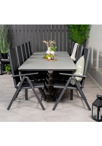 VENTURE DESIGN havest m Levels bord m udtrk og 10 Break stole m recliner - textilene/gr aintwood