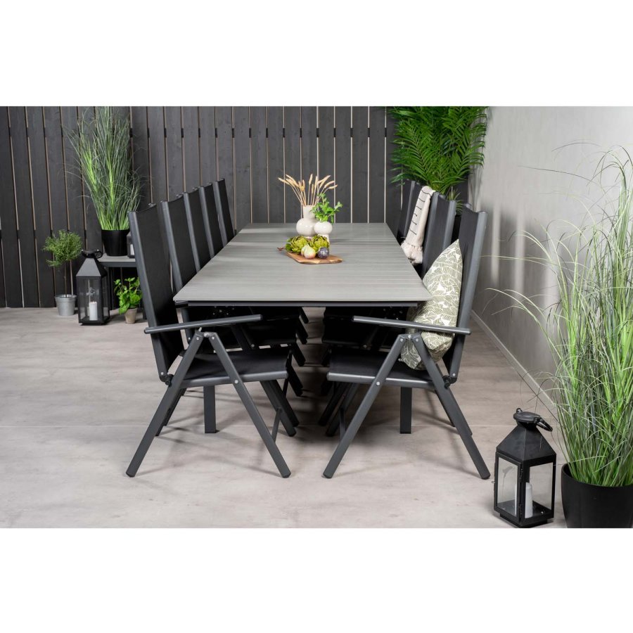 VENTURE DESIGN havest m Levels bord m udtrk og 10 Break stole m recliner - textilene/gr aintwood