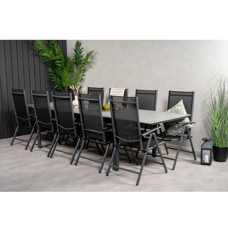 VENTURE DESIGN havest m Levels bord m udtrk og 10 Break stole m recliner - textilene/gr aintwood