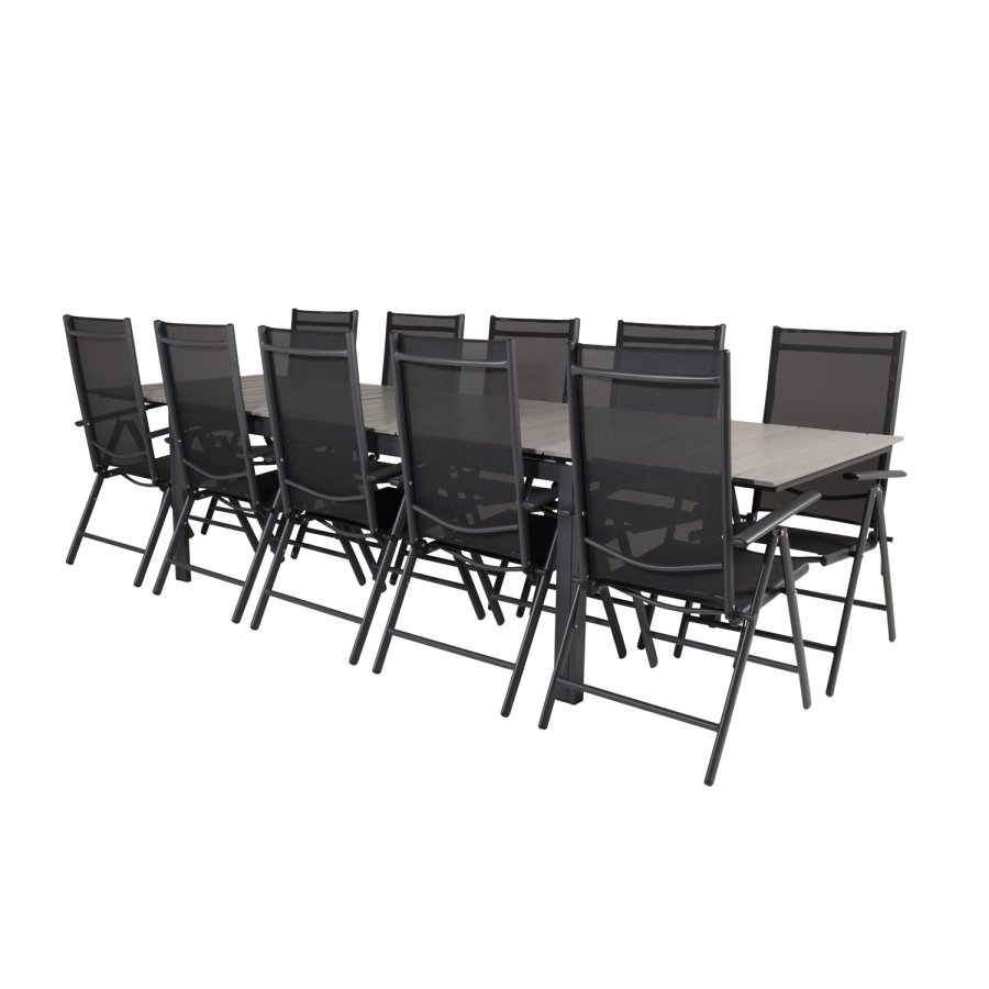 VENTURE DESIGN havest m Levels bord m udtrk og 10 Break stole m recliner - textilene/gr aintwood