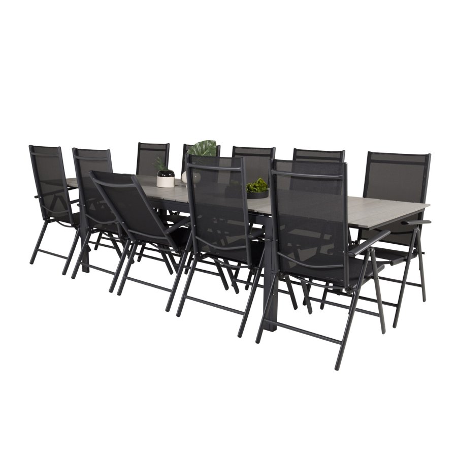 VENTURE DESIGN havest m Levels bord m udtrk og 10 Break stole m recliner - textilene/gr aintwood