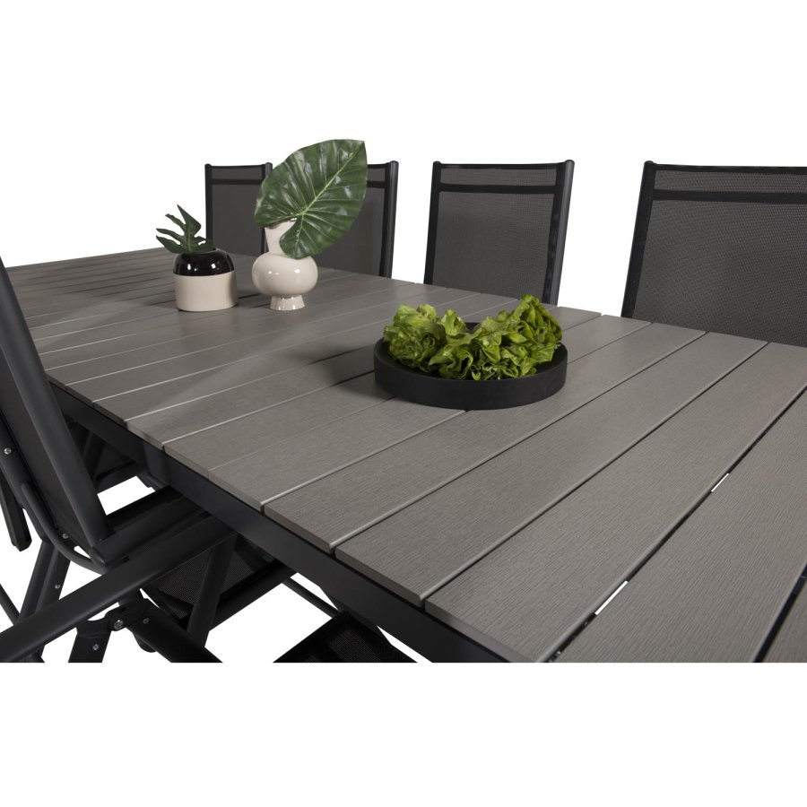 VENTURE DESIGN havest m Levels bord m udtrk og 10 Break stole m recliner - textilene/gr aintwood