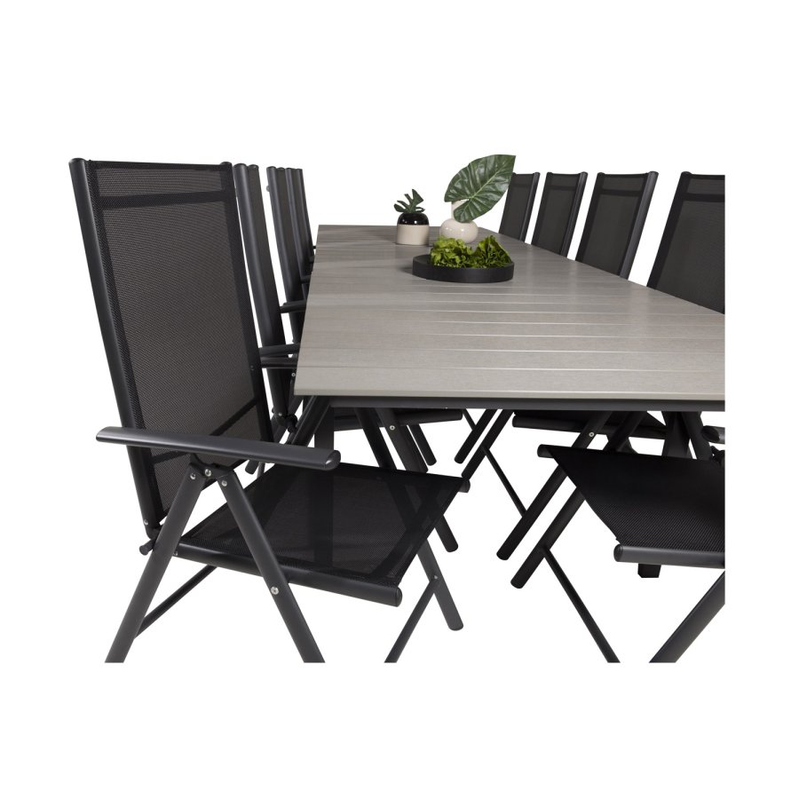 VENTURE DESIGN havest m Levels bord m udtrk og 10 Break stole m recliner - textilene/gr aintwood