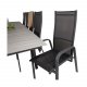 VENTURE DESIGN havest m Levels bord m udtrk og 10 Copacabana stole m. recliner - gr aintwood/sort