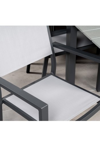 VENTURE DESIGN havest m Levels bord m udtrk og 10 Copacabana stole m armln - gr aintwood/textile